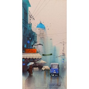 Zahid Ashraf, 12 x 24 inch, Acrylic on Canvas, Cityscape Painting, AC-ZHA-134